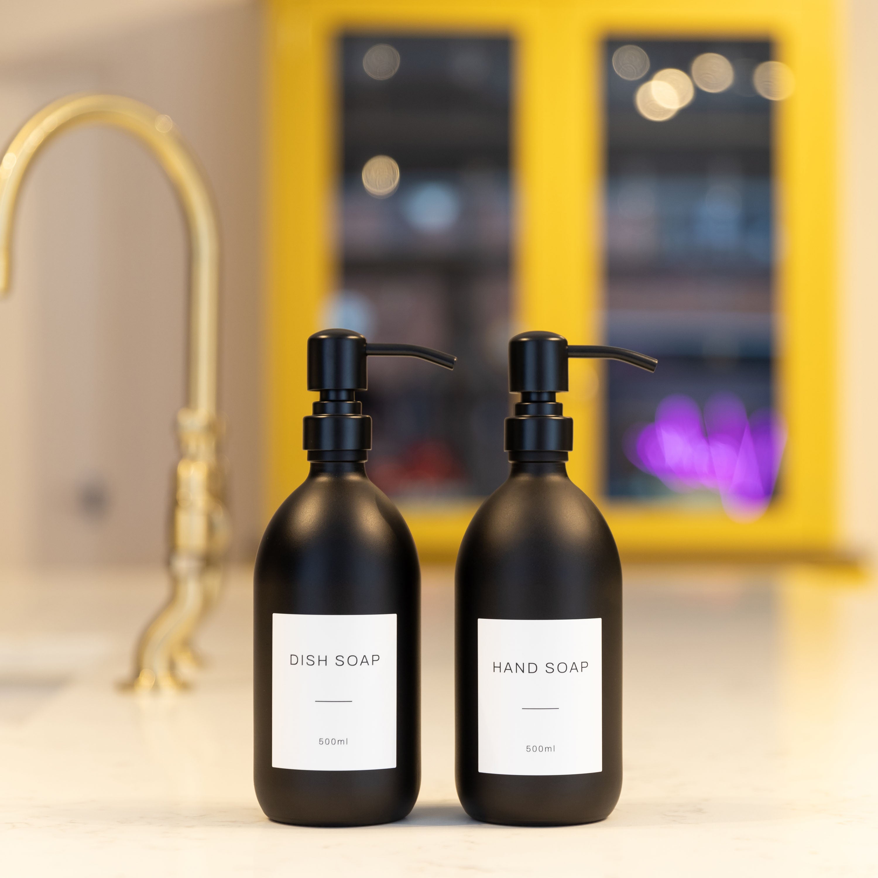 Hand Soap & Dish Soap Matte Black Glass Set - Namie Home