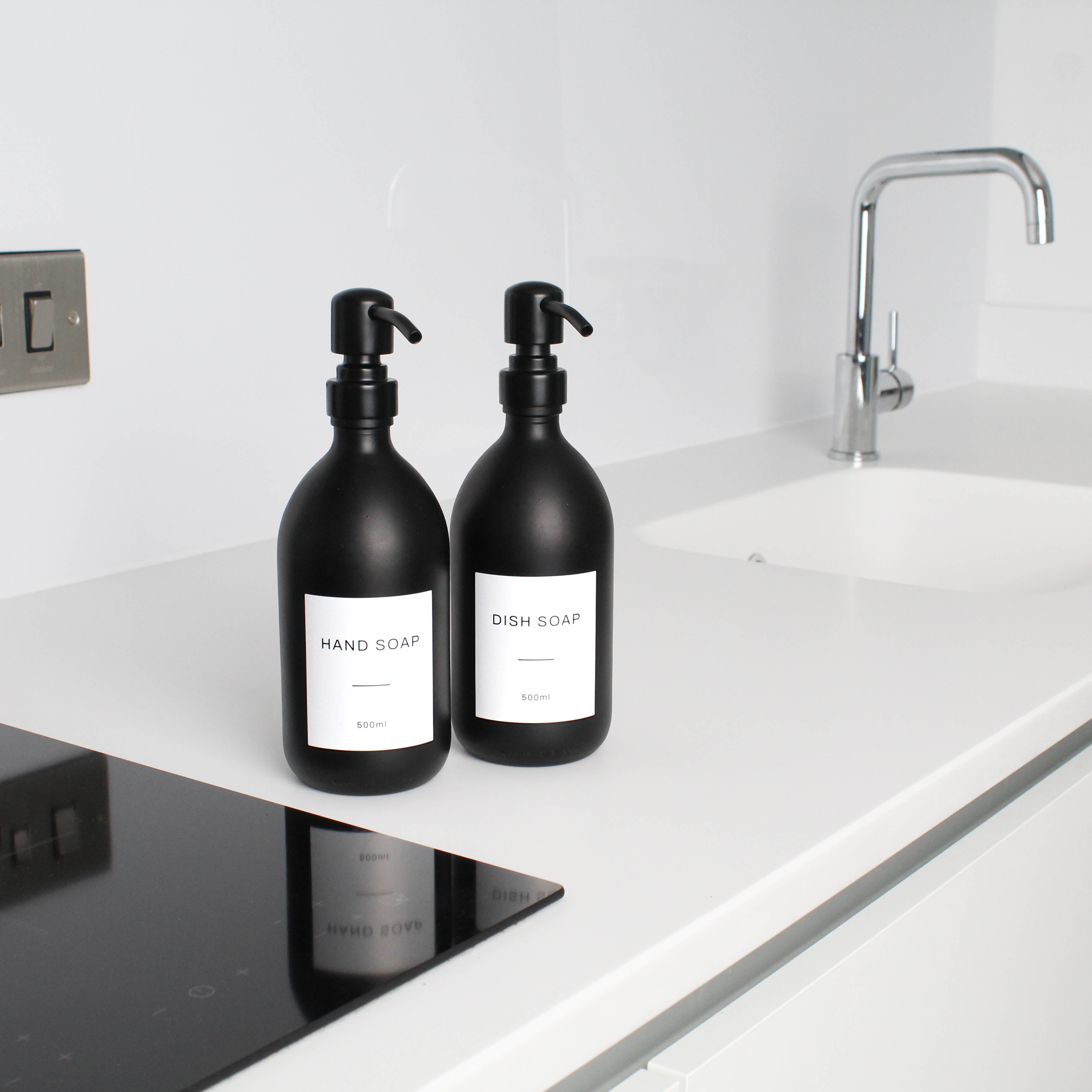 Hand Soap & Dish Soap Matte Black Glass Set - Namie Home