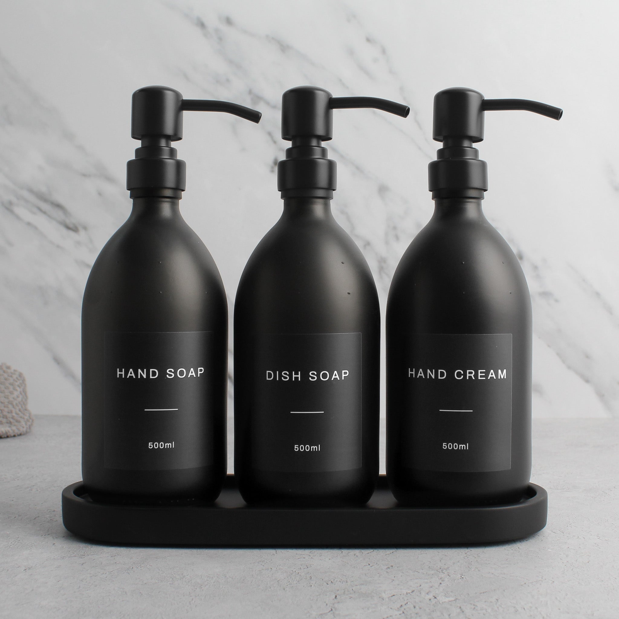 Matte Black Glass Dispenser Triple Set of 3 – For Home