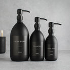 Labelled Matte Black Glass Dispenser Bottle With Matte Black Pump - Namie Home