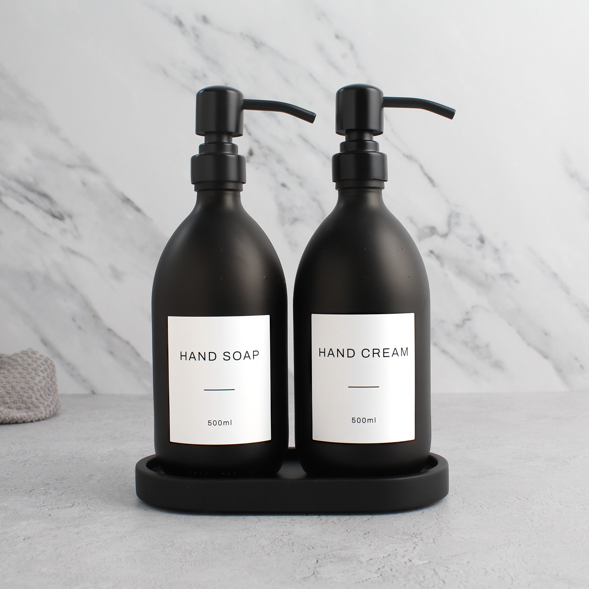 Hand Soap & Hand Cream Matte Black Glass Set - Namie Home