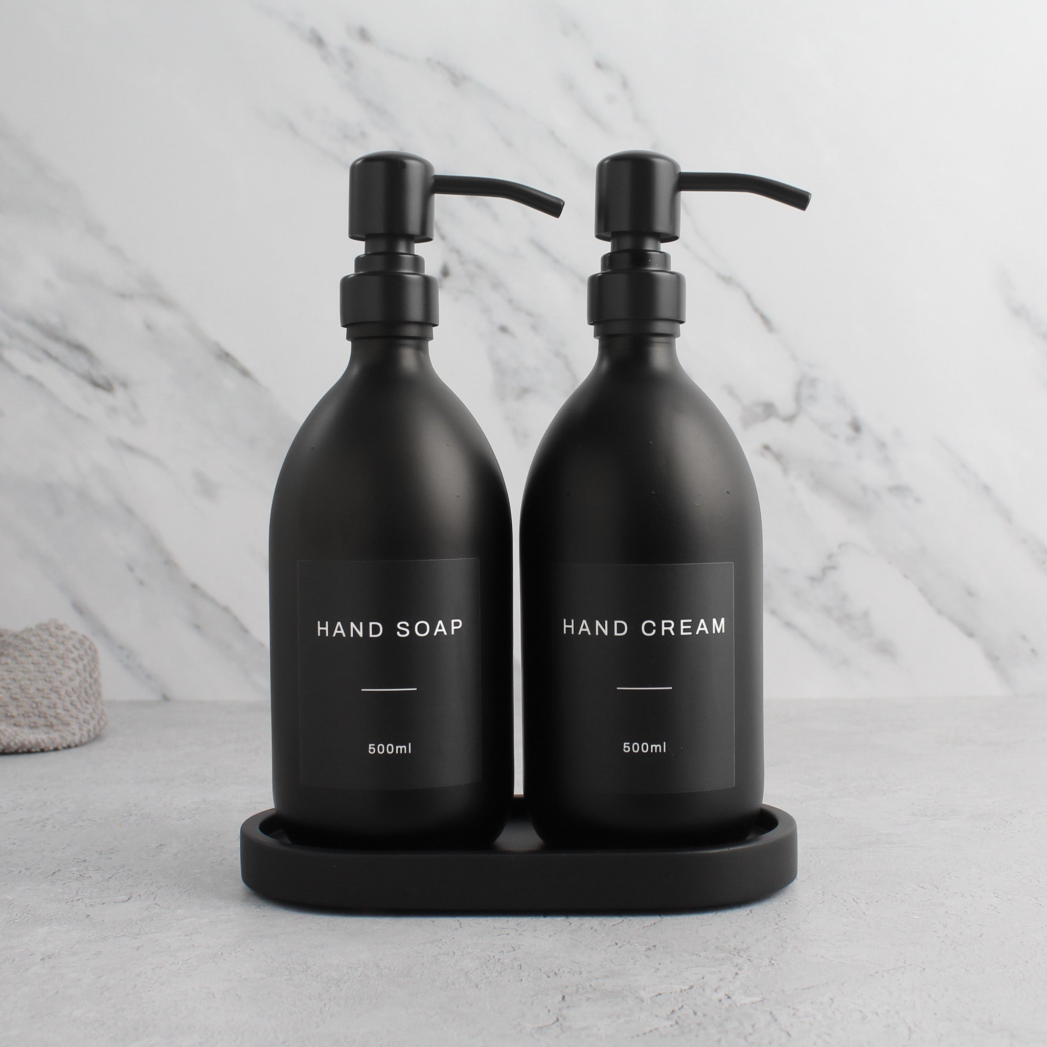 Hand Soap & Hand Cream Matte Black Glass Set - Namie Home