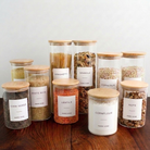 Pantry Storage Jar Set - Bamboo Lids - White Labels - Set of 12