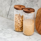 Pantry Storage Jar Set With Acacia Lids - White Labels