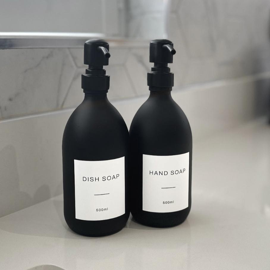 Hand Soap & Dish Soap Matte Black Glass Set - Namie Home