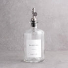 Clear Glass Oil Bottle With Label - silver lid