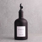 Matte Black Glass Tall Neck Oil Bottle With Label - black lid