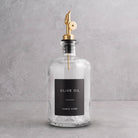 Clear Glass Oil Bottle With Label - gold lid