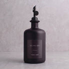 Matte Black Glass Oil Bottle With Label - black lid