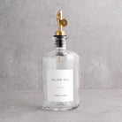 Clear Glass Oil Bottle With Label - gold lid
