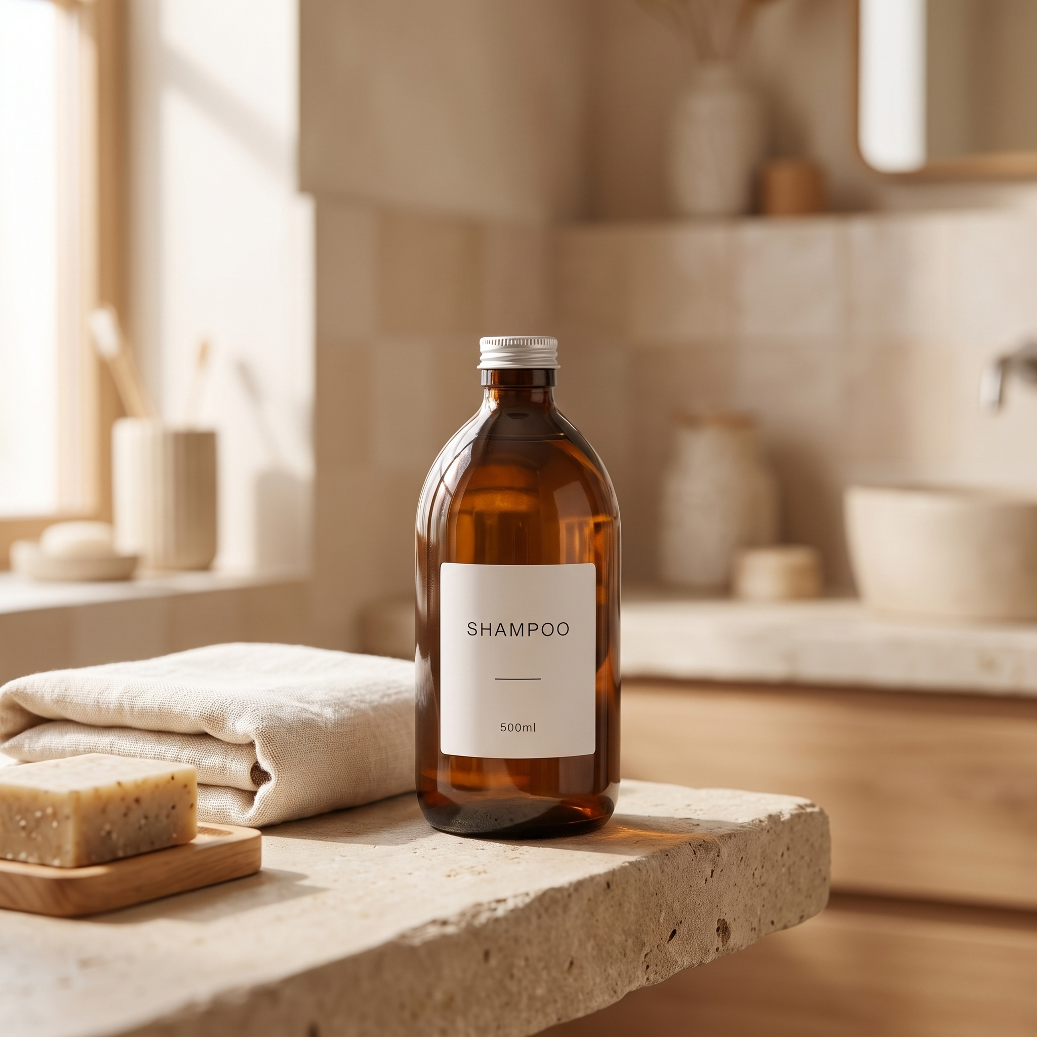 Labelled Amber Glass Bottle With Screw Cap - Namie Home