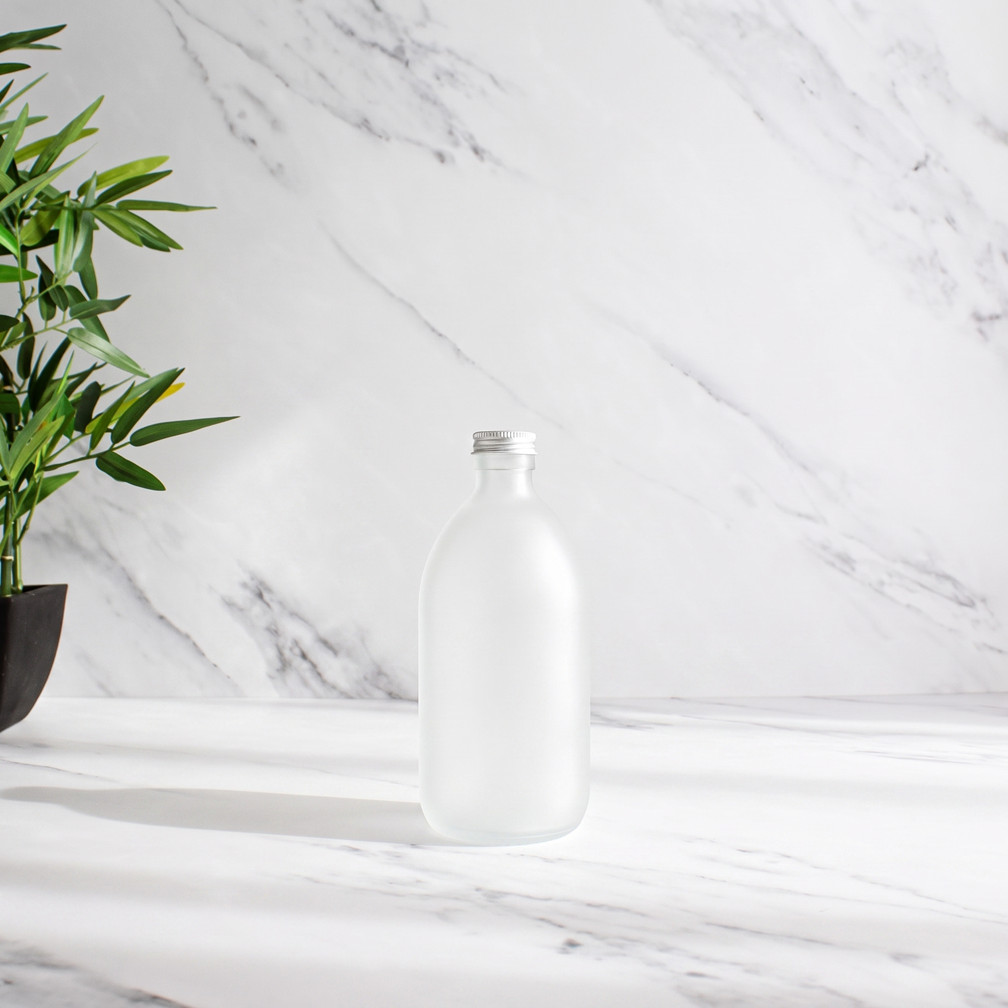 Frosted White Glass Bottle With Screw Cap - Namie Home