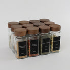 Spice Jar Set With Acacia Lids & 36 Black Labels 2