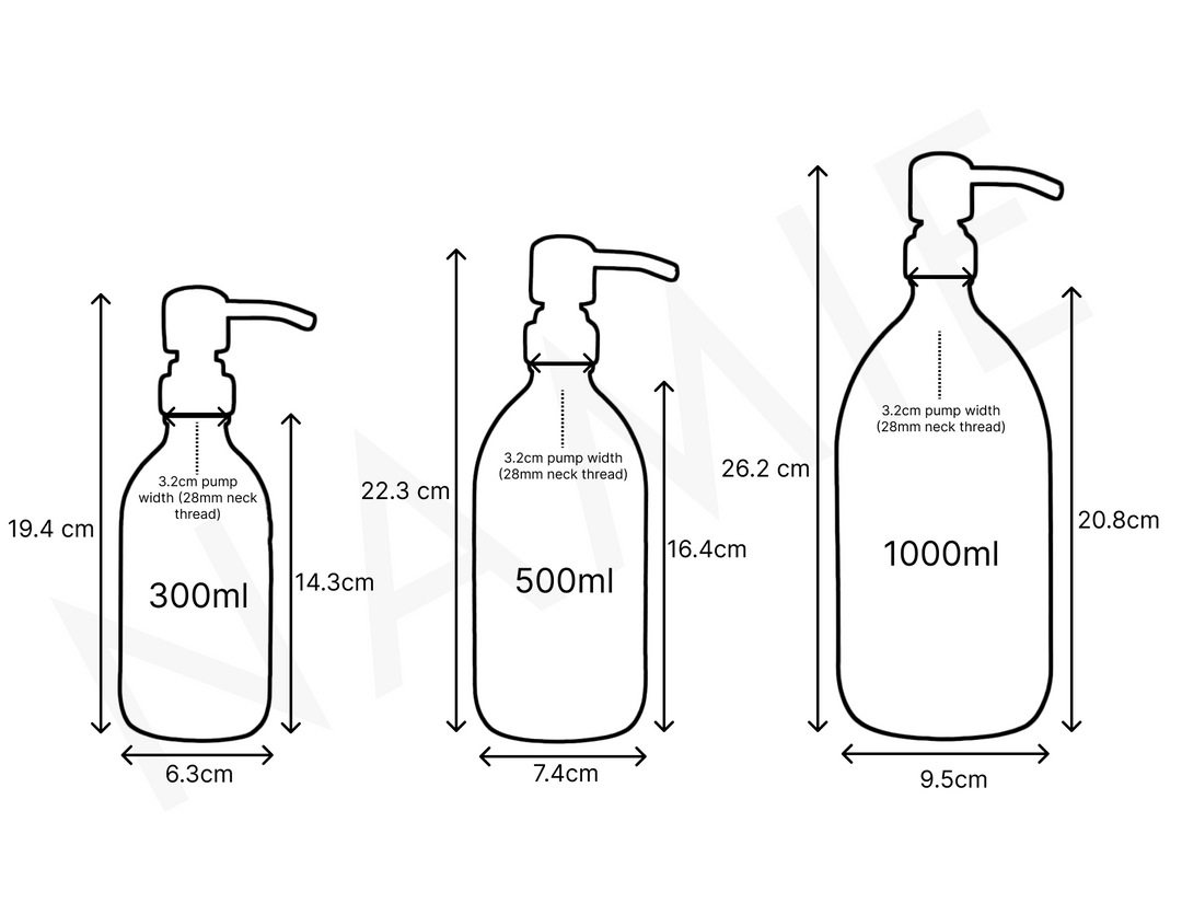 Labelled Frosted White Glass Dispenser Bottle With Black Pump