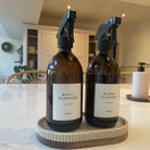 Amber Glass Spray Bottle Set of 3 with White Stone Tray