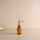 Amber Glass Dispenser Bottle With Gold Pump - Namie Home