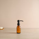 Amber Glass Dispenser Bottle With Matte Black Pump - Namie Home