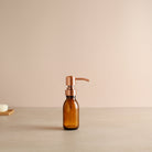 Amber Glass Dispenser Bottle With Rose Gold Pump - Namie Home