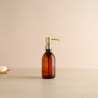 Amber Plastic Dispenser Bottle With Metal Gold Pump - Namie Home