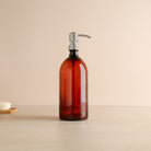 Amber Plastic Dispenser Bottle With Silver Pump - Namie Home