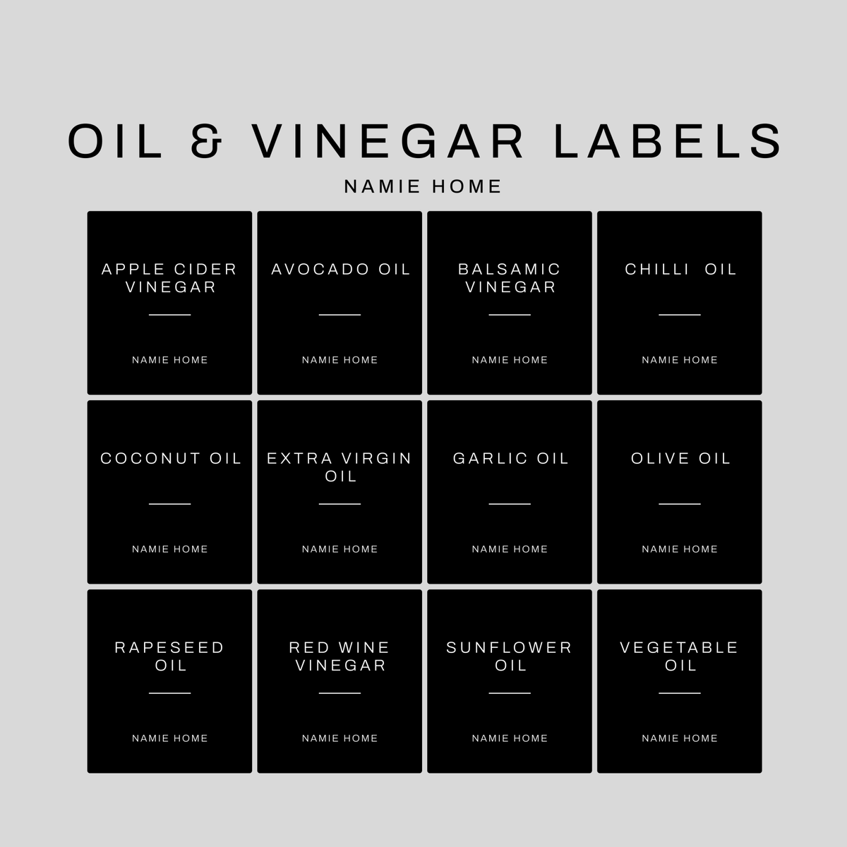 Black Waterproof Oil / Vinegar Labels Stickers | Organisation
