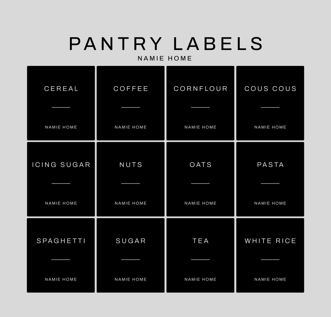 Black Pantry Labels - Namie Home