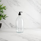 Clear Glass Dispenser Bottle With Black Pump - Namie Home