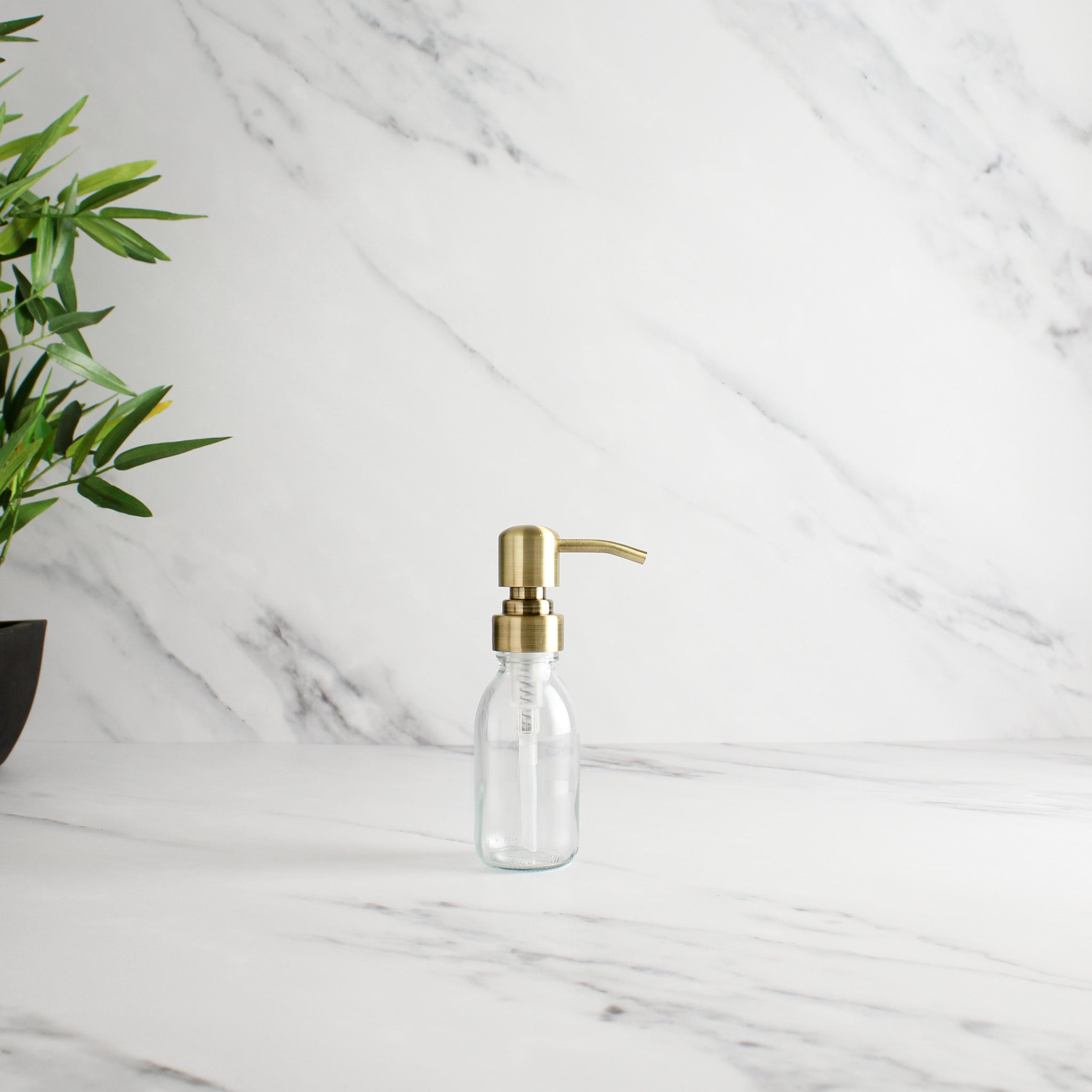 Clear Glass Dispenser Bottle With Gold Pump - Namie Home