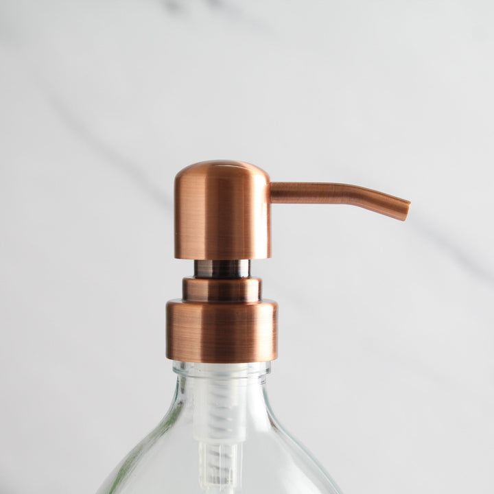 Clear Glass Dispenser Bottle With Rose Gold Pump - Namie Home