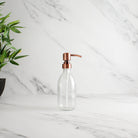 Clear Glass Dispenser Bottle With Rose Gold Pump - Namie Home