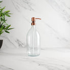 Clear Glass Dispenser Bottle With Rose Gold Pump - Namie Home