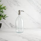 Clear Glass Dispenser Bottle With Silver Pump - Namie Home