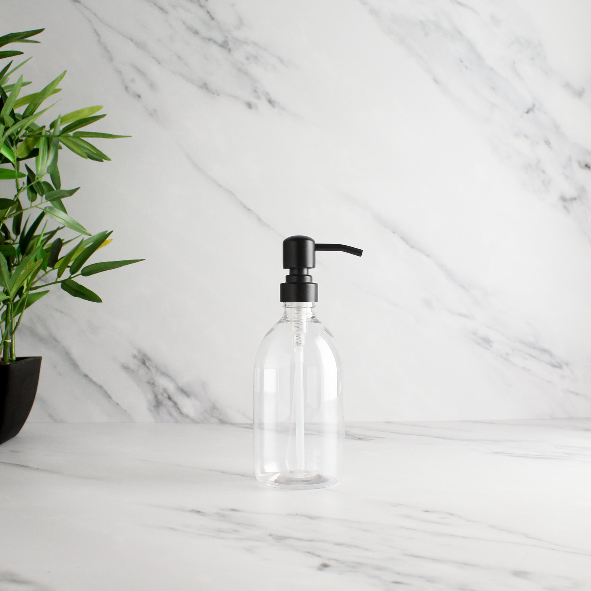 Clear Plastic Dispenser Bottle With Matte Black Pump - Namie Home