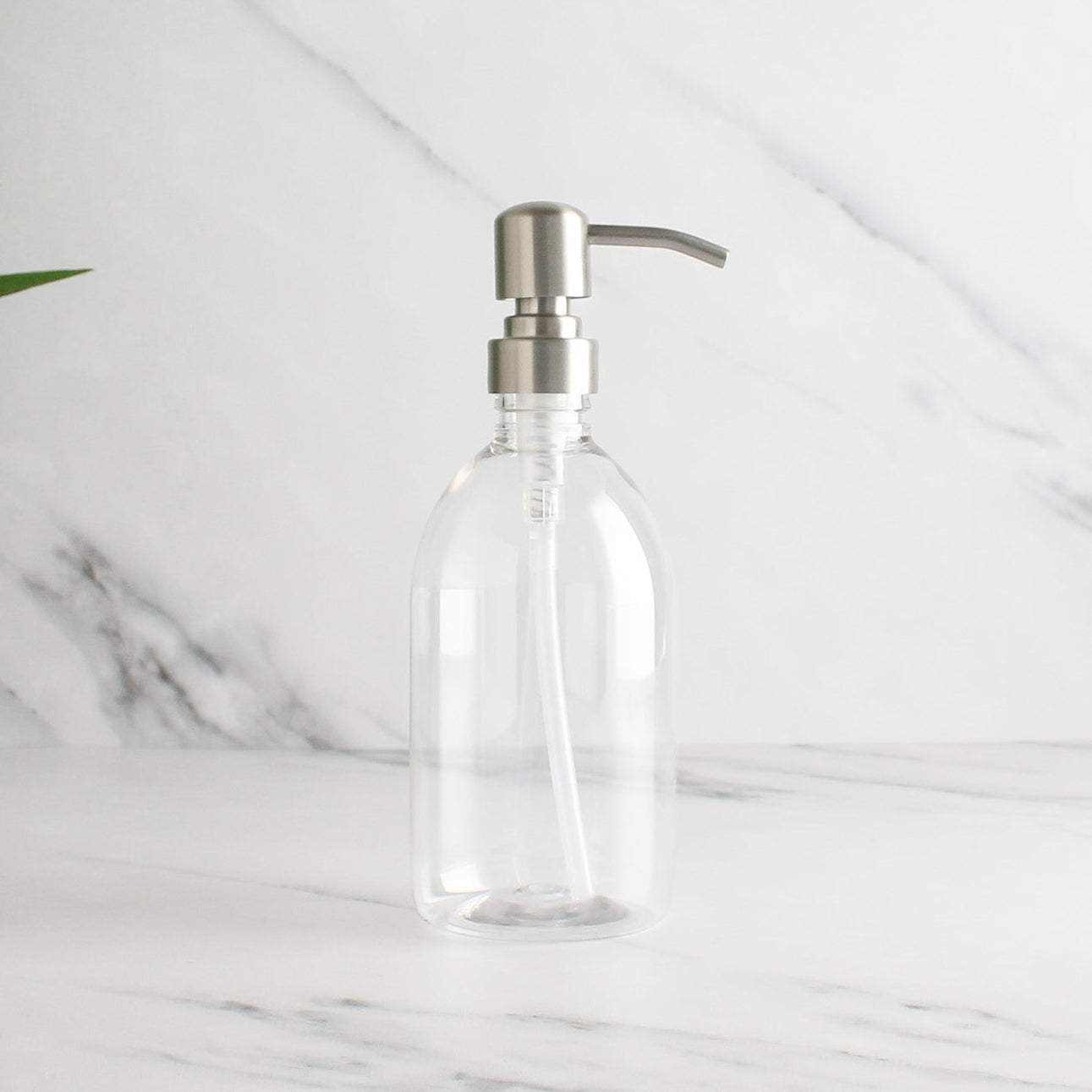 Clear Plastic Dispenser Bottle With Silver Pump - Namie Home