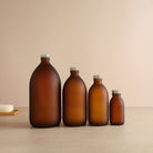 Frosted Amber Glass Bottle With Screw Cap - Namie Home