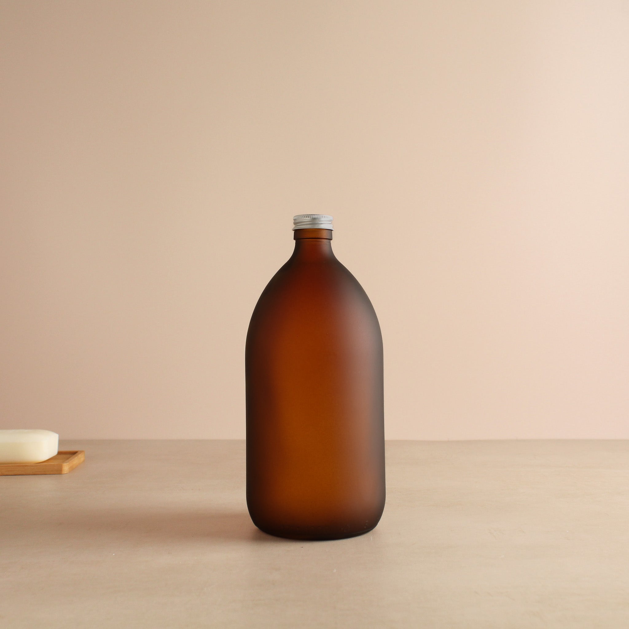 Frosted Amber Glass Bottle With Screw Cap - Namie Home