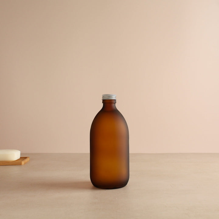 Frosted Amber Glass Bottle With Screw Cap - Namie Home