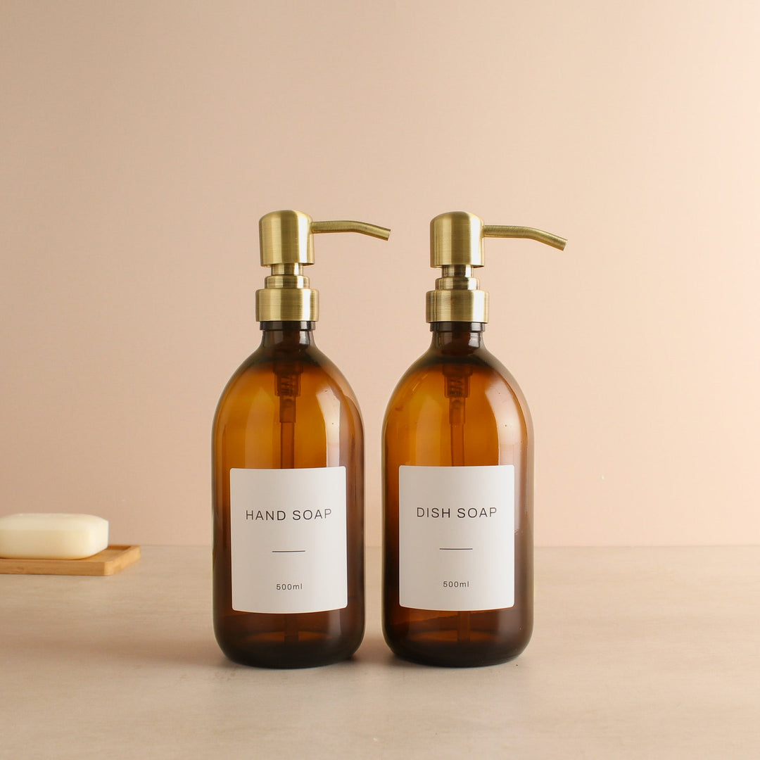 Hand Soap & Dish Soap Amber Glass Set - Namie Home