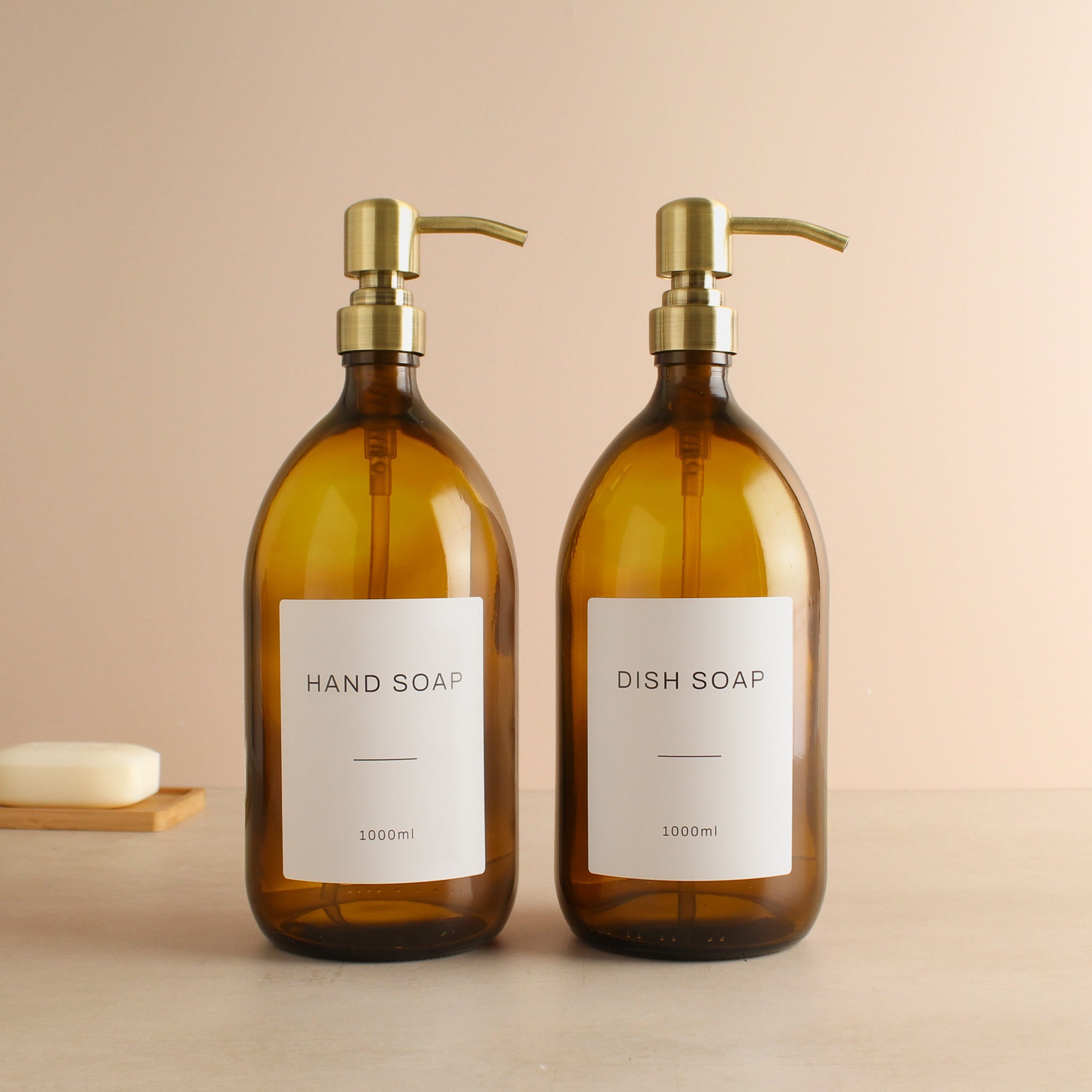 Hand Soap & Dish Soap Amber Glass Set - Namie Home