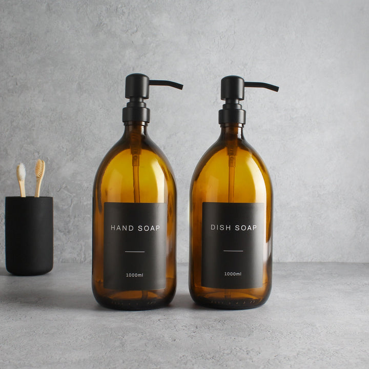 Hand Soap & Dish Soap Amber Glass Set - Namie Home