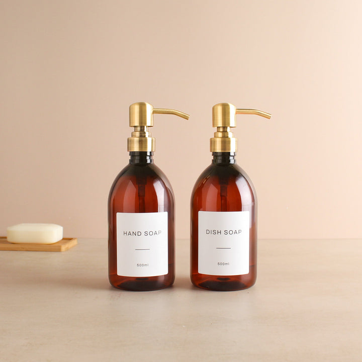 Hand Soap & Dish Soap Amber Plastic Set - Namie Home