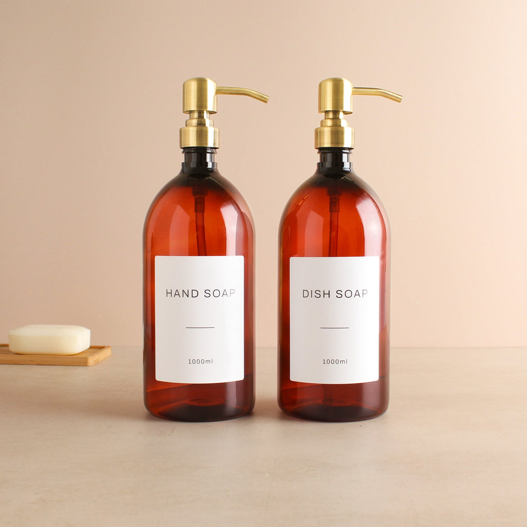 Hand Soap & Dish Soap Amber Plastic Set - Namie Home