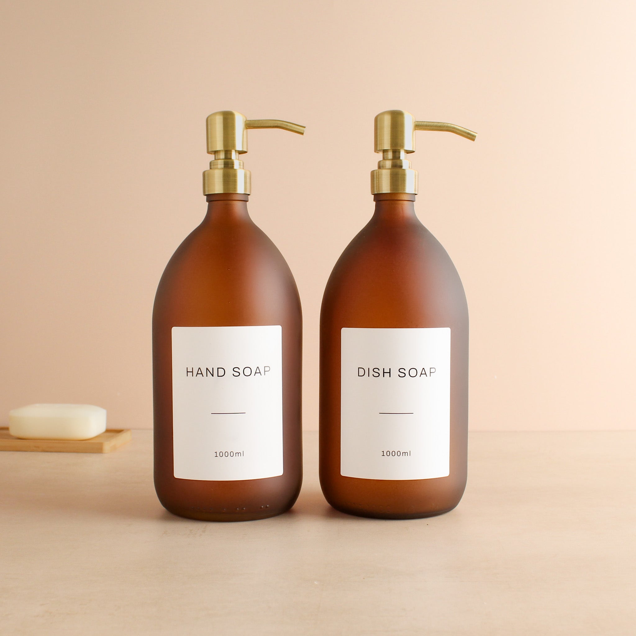 Hand Soap & Dish Soap Frosted Amber Glass Set - Namie Home