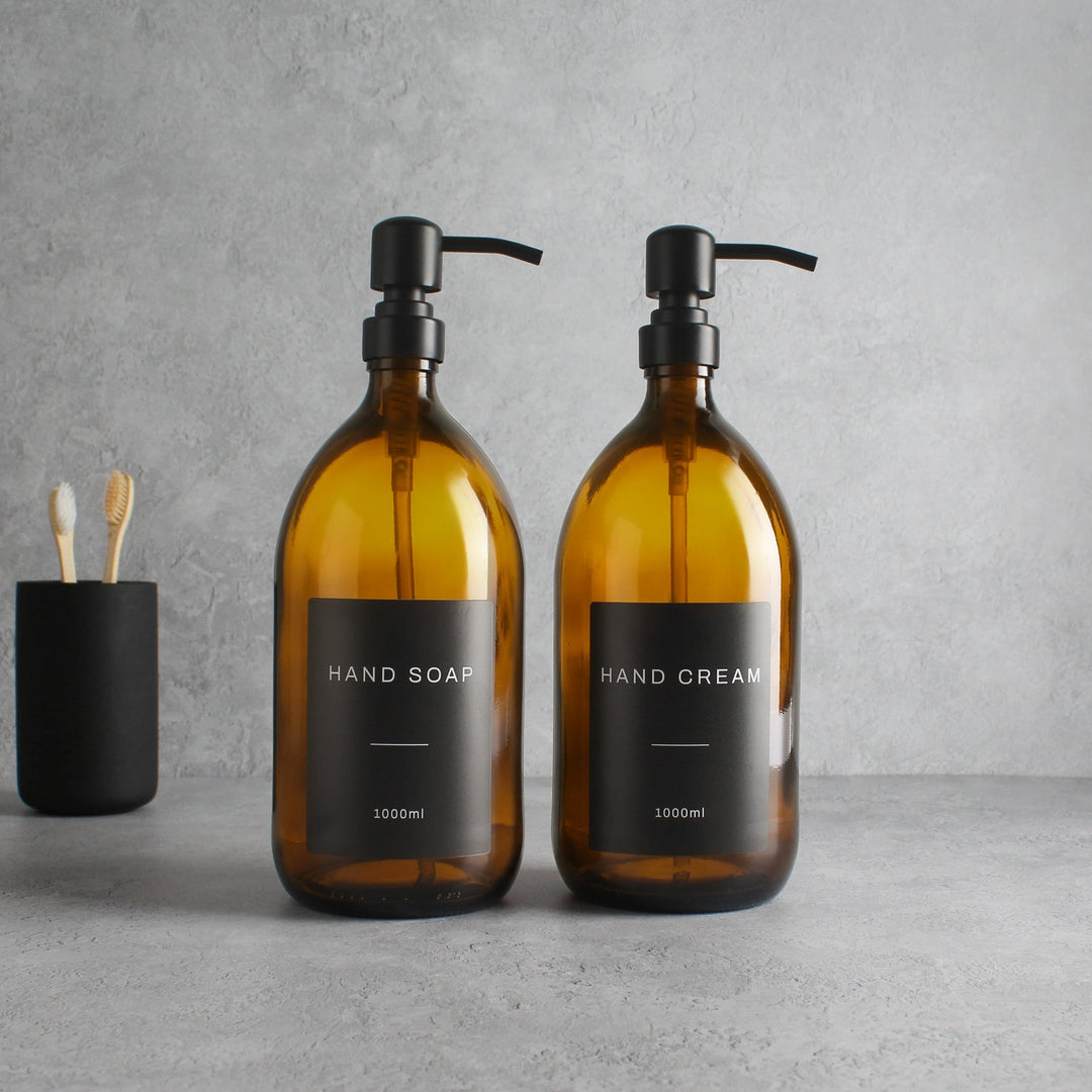 Hand Soap & Hand Cream Amber Glass Set - Namie Home