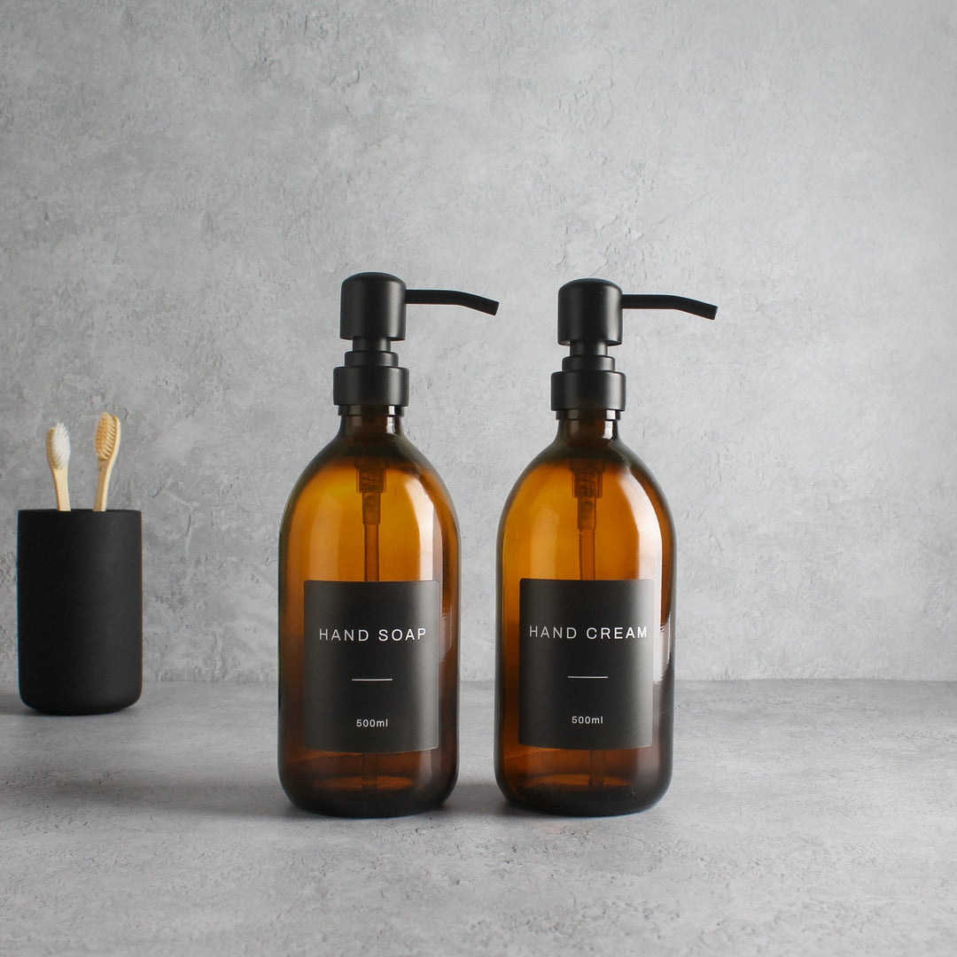 Hand Soap & Hand Cream Amber Glass Set - Namie Home