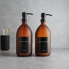 Hand Soap & Hand Cream Frosted Amber Glass Set - Namie Home