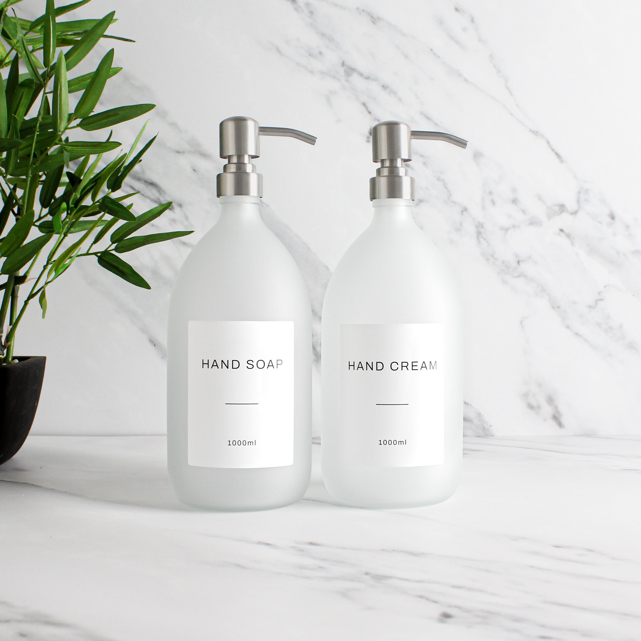 Hand Soap & Hand Cream Frosted White Glass Set - Namie Home