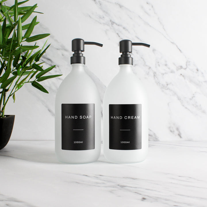 Hand Soap & Hand Cream Frosted White Glass Set - Namie Home