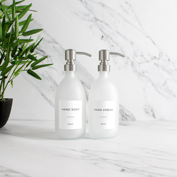 Hand Soap & Hand Cream Frosted White Glass Set - Namie Home