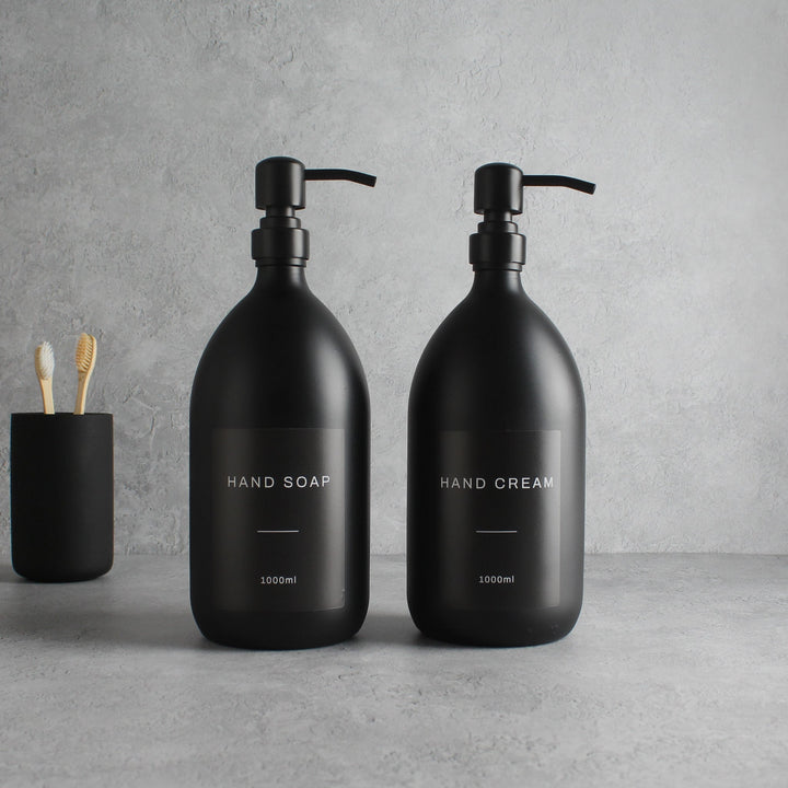 Hand Soap & Hand Cream Matte Black Glass Set - Namie Home